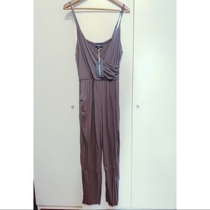 ModCloth steel gray sleeveless jumpsuit w pockets